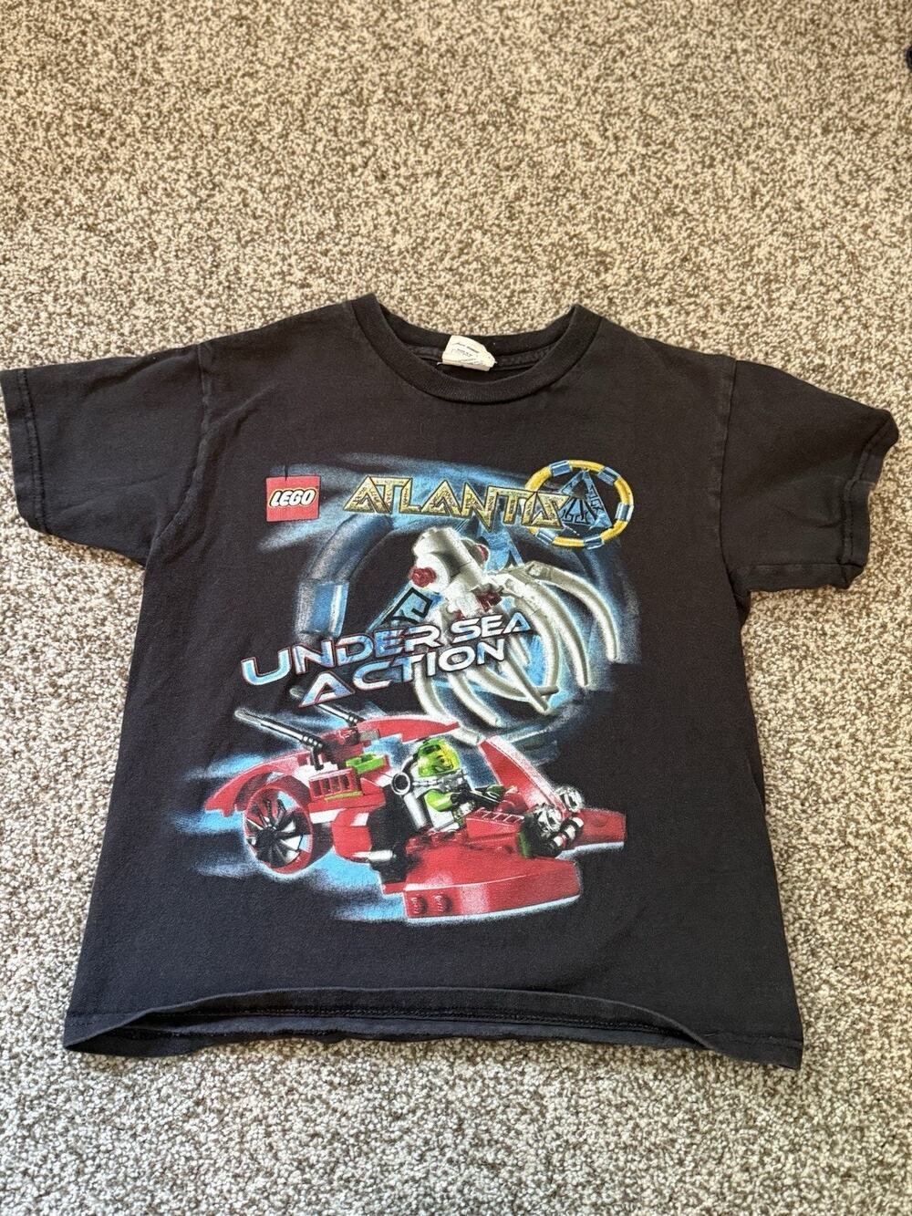 Vintage Medium Black Lego Atlantis Kids Tee Shirt